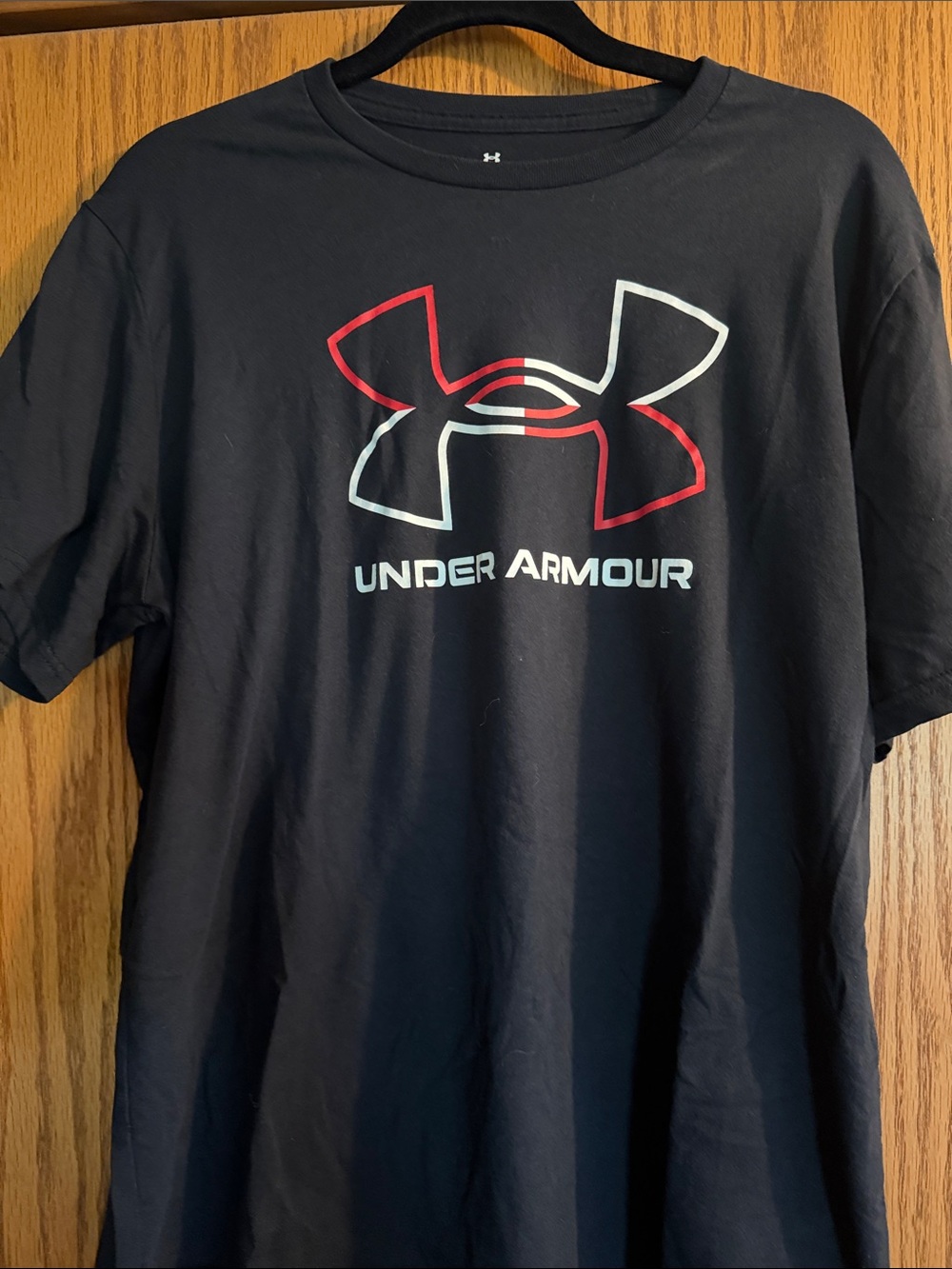 Under Armour Black Short-Sleeve Tee with Red and White Logo